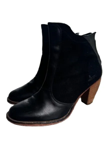 J Shoes Black Leather & Suede Ankle Boots - Image 2