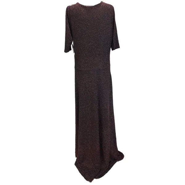 LulaRoe Ana Floor Length Maxi Dress NWT XL Metallic Orange/Blue Short Sleeve - Image 3