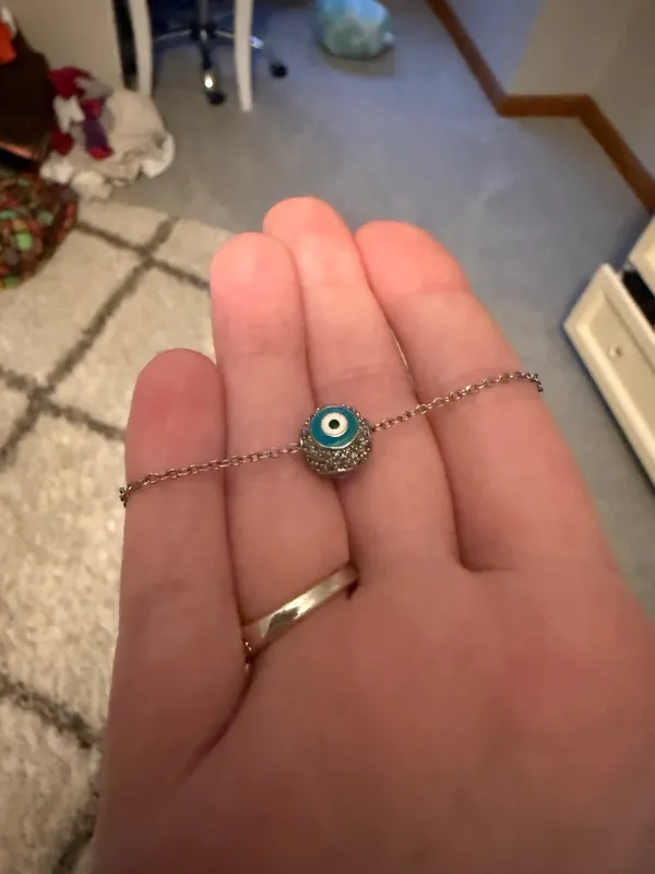 Sliver and teal evil eye ball necklace - Image 4