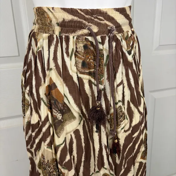 Vintage Leslie Fay Safari zebra print cotton midi skirt - Image 2