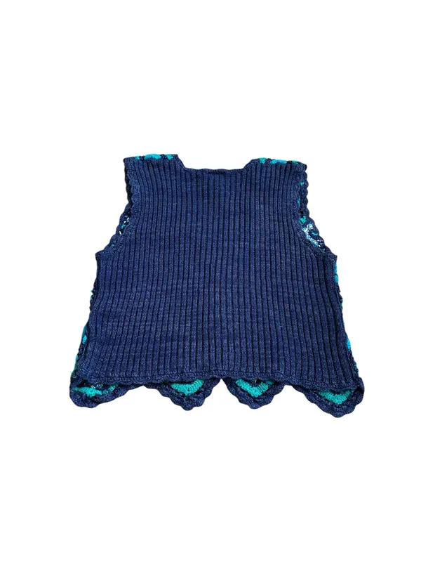Vintage Koret Crochet Granny Square Cardigan Sweater Vest 70s Retro Cottagecore - Image 4