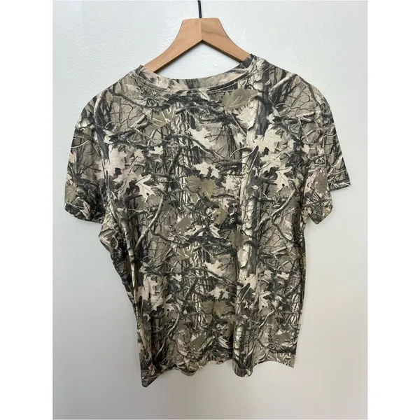 Miller High Life Graphic Camo Tee NWOT Tan with Navy Print Size Large - Image 6