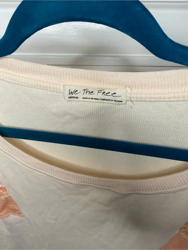 We The Free Cream Top with Peach Bandana Shoulder Panels - Image 2