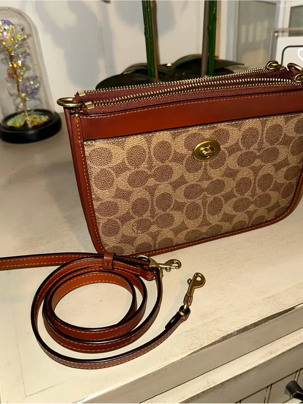 Coach Slim Turnlock Crossbody In Signature Canvas Brass/Tan/Rust - Image 2