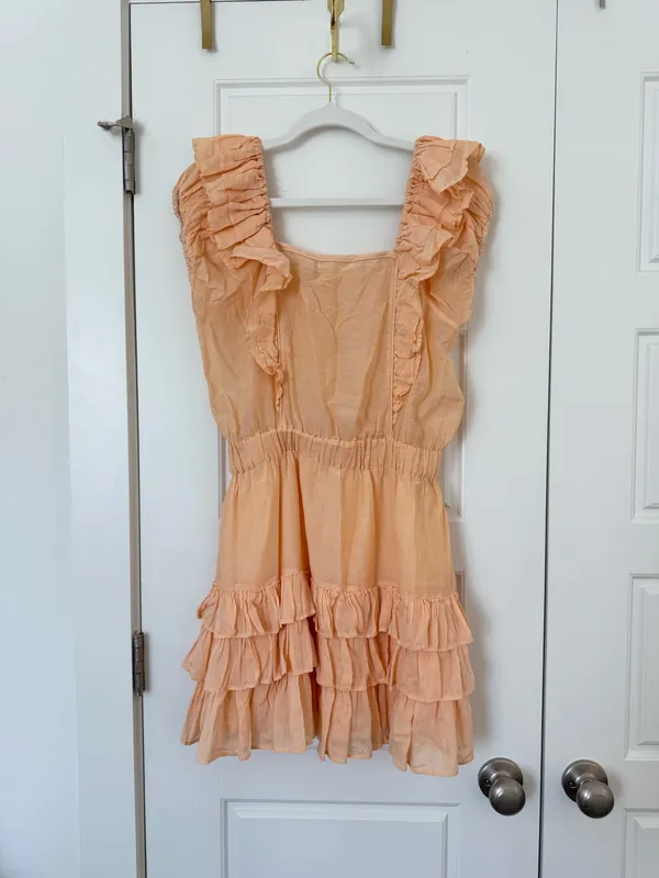 Love Shack Fancy Dress Ruffle Mini Orange - Image 4