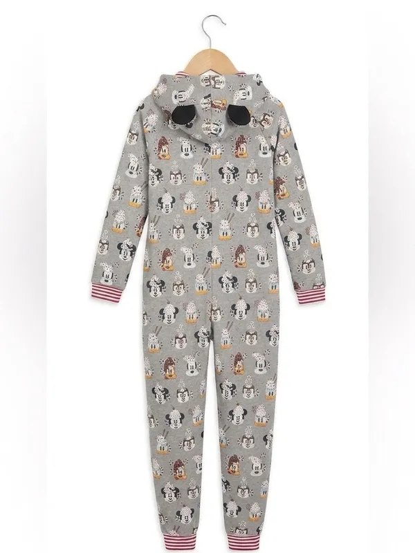 Disney Mickey Mouse Friends Holiday treats One-Piece Pajama hood ears adult XXL - Image 3