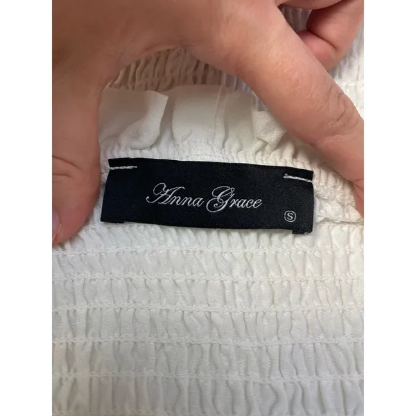 Anna Grace White Puff Sleeve Mini‎ Dress Size S - Image 2