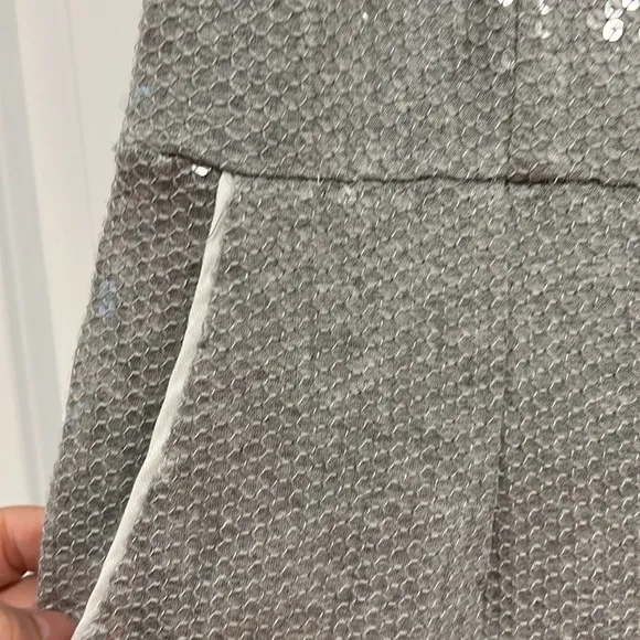 NWT ANTHROPOLOGIE‎ Claudette Sequin T-Shirt Knit Romper Jumpsuit Silver 0 - Image 4