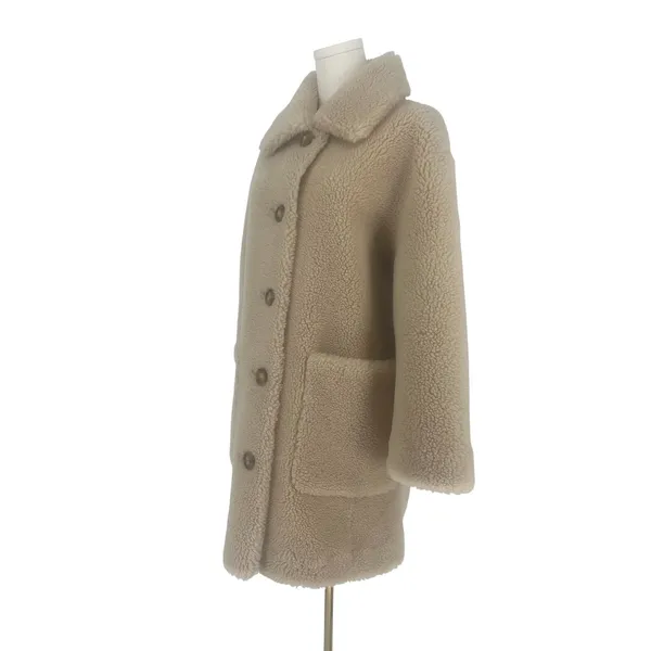 Forte Cashmere Beige Teddy Faux Fur Coat‎ Size M - Image 5