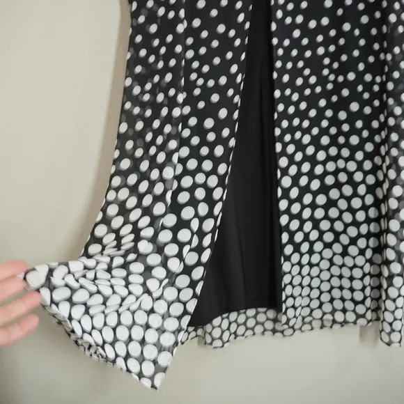 Jessica Howard Shift Dress 18W Black‎ White Polka Dot Ombre Chiffon Sleeveless - Image 8