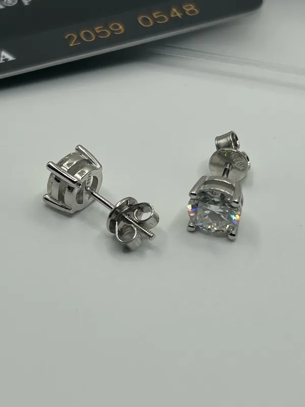 Diamond Co. Diamond Earrings 6.5mm New 925 Silver Passes Test VVS1 D Screw back Unisex - Image 3