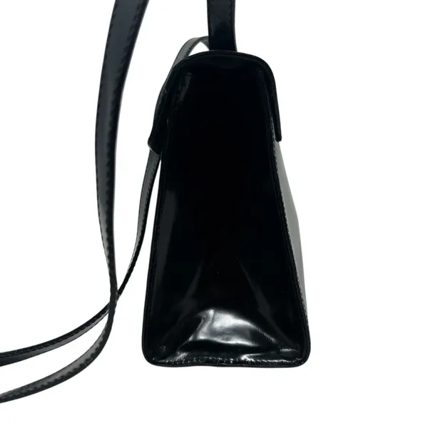 Furla Vintage‎ Shoulder Bag Purse PVC Vinyl Silver Buckle Black - Image 5