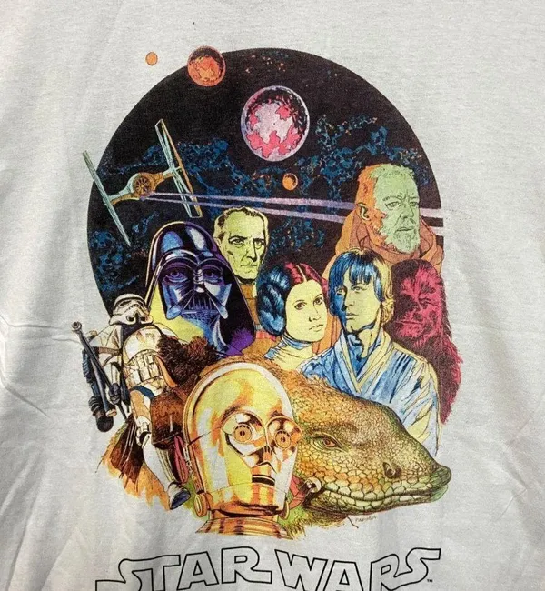 Star Wars 1977 Illustrated Dewback Promo Movie Poster Tee L - Image 2