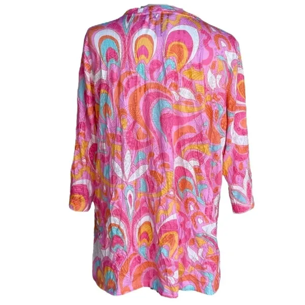Ali Miles Blouse V-Neck Tunic Abstract Geometric Print Size Medium Top - Image 4
