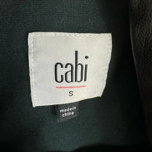 Cabi Renaissance Forest Green Black Asymmetrical Full Zip Mid Length Jacket‎ S - Image 9