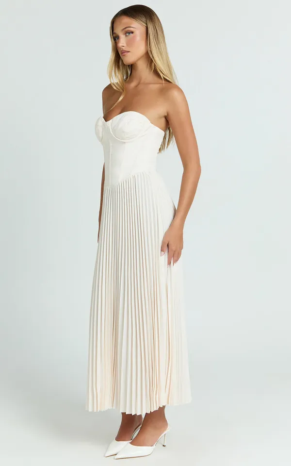 New Showpo Loretta Midi Dress Lace Up Bustier Pleated Dress Size 14 MSRP $129 - Image 6