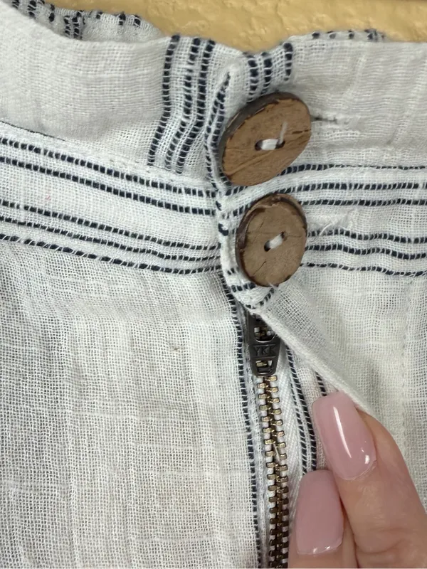 Free People Pants Size Large NWT Ivory Semi Sweet High Rise Coastal Beach Crop - Image 6