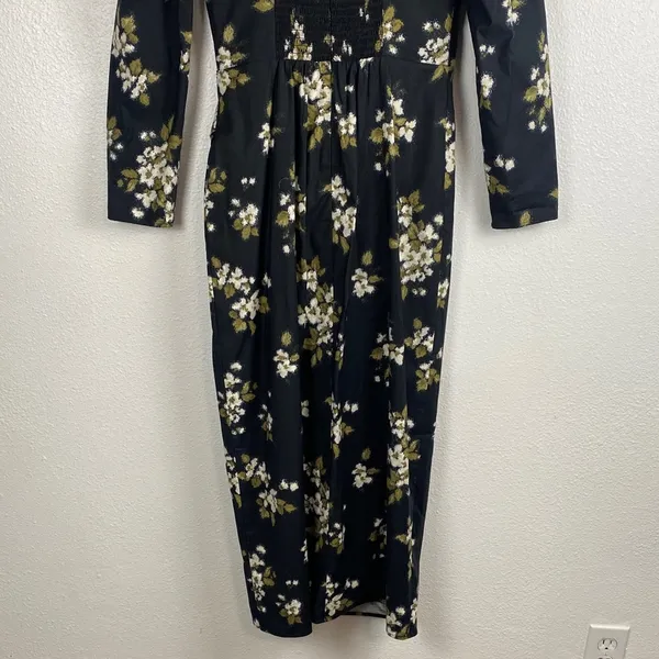 Reformation Floral Sweetheart Neck Midi Dress Long Sleeve Side Slit Size 6 . - Image 8