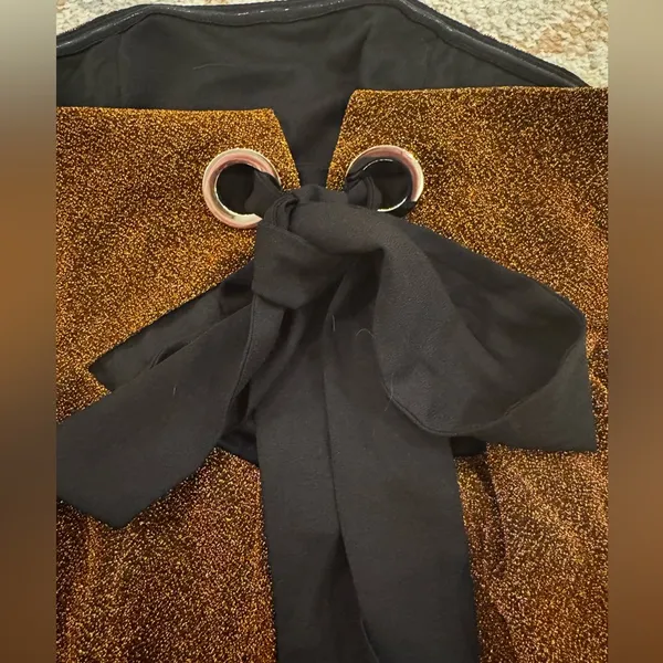 Brown shimmery strapless dress with black tie back - Image 4