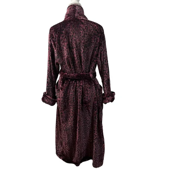 Natori Private Luxuries Leopard Animal Print Ultra Soft Fleece Long Robe M - Image 7