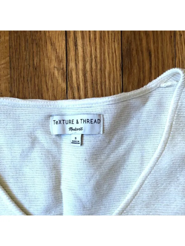 Madewell Texture & Thread EUC Women's Ivory Cream Tie Front Top Size S - Image 4