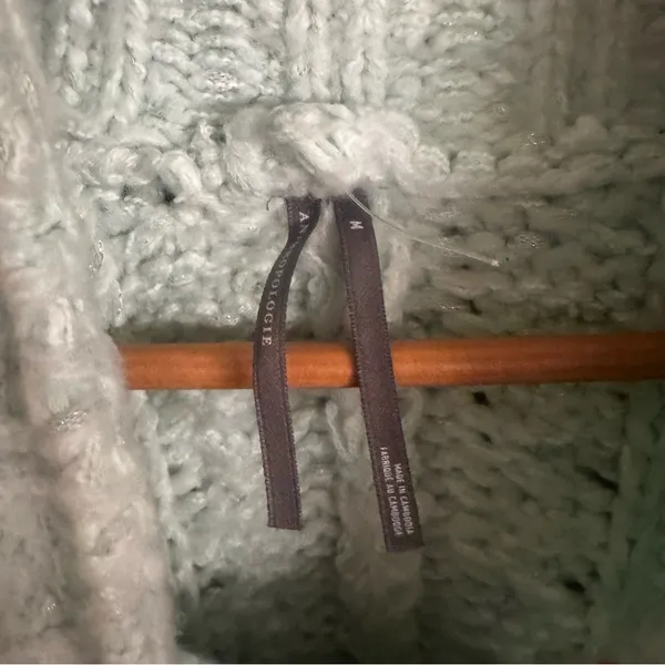 ANTHROPOLOGIE‎ Fisherman Cable-Knit Sweater - Mint - Image 6