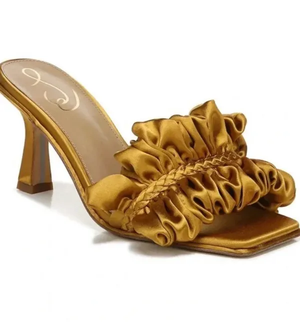 Sam Edelman Kady Ruffle Sandals Heels Gold Size 6,5 - Image 6