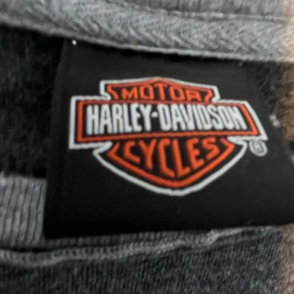 Y2K Harley-Davidson Gray Crew Neck Sweater with Logo Premium Longsleeve Graphic - Image 2