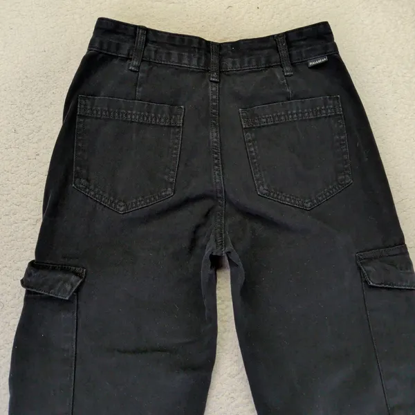Pull&Bear Womens Black‎ Cotton Straight Leg Cargo Pants Size USA 2 EUR 34 - Image 9