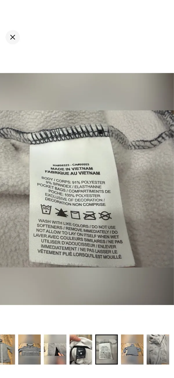 Nike Hoodie Sweatshirt Women’s Size Large Gray Fleece Pullover Side Pockets Logo - Image 7