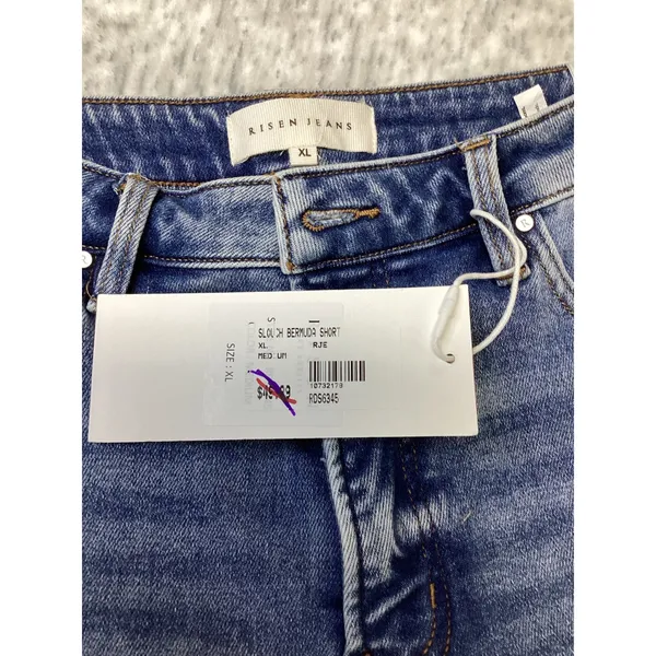 Risen Jeans Women XL Slouch Bermuda Shorts Tummy Control Distressed Medium Wash - Image 8