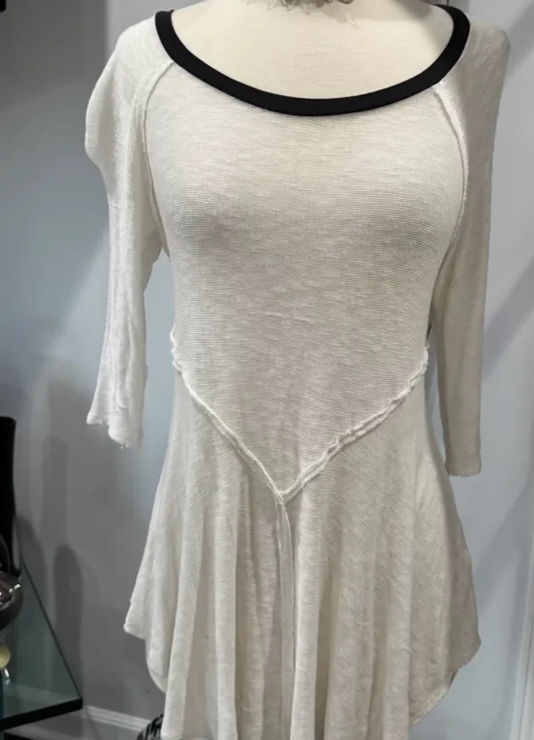 Free People Intimately Off-White with Black 3/4 Sleeve Weekend Layering Top - Image 9