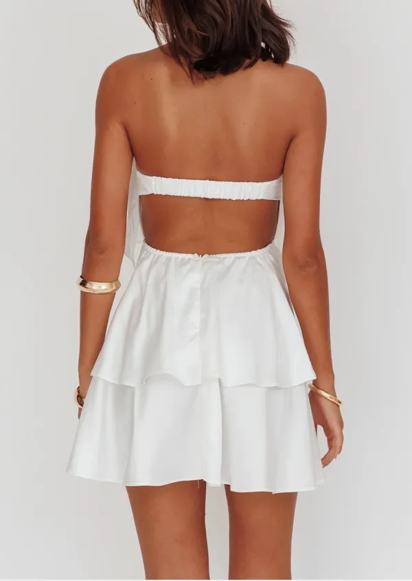 Selfie Leslie Behati Tiered Layer Strapless Dress White - Image 2