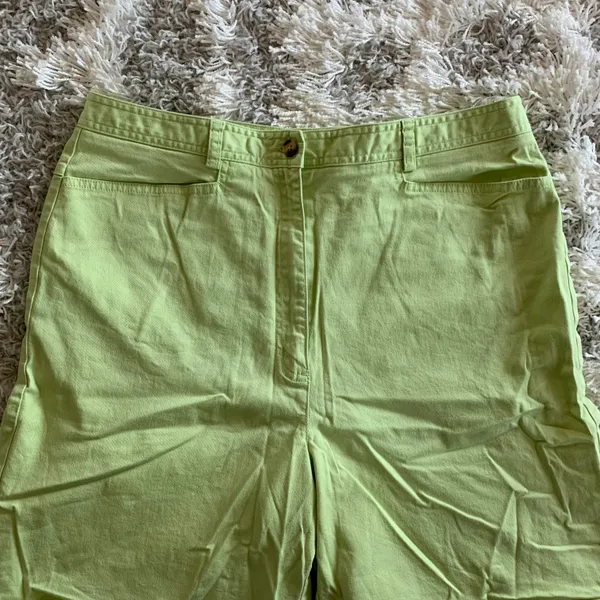 Vintage Slime Green High Waisted Denim Mom Shorts Stretchy Jean Shorts - Image 2