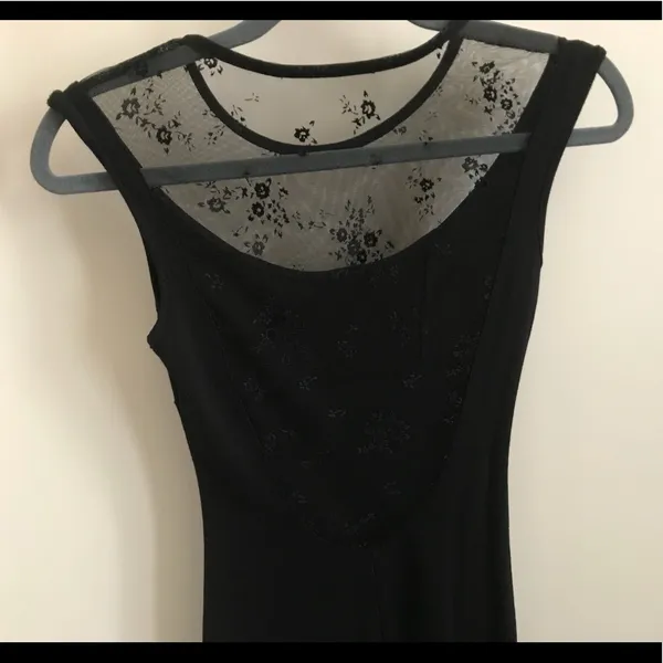 Black Short Dress w/Lace Neckline & Scoop Back - Image 4