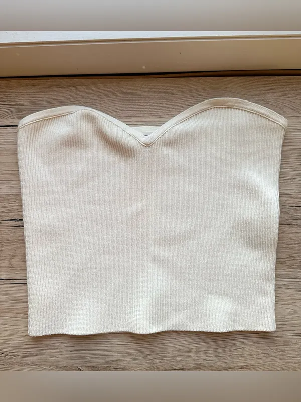 Aritzia Babaton Sculpt Knit White Strapless Sweetheart Neckline Tube Top Large - Image 3
