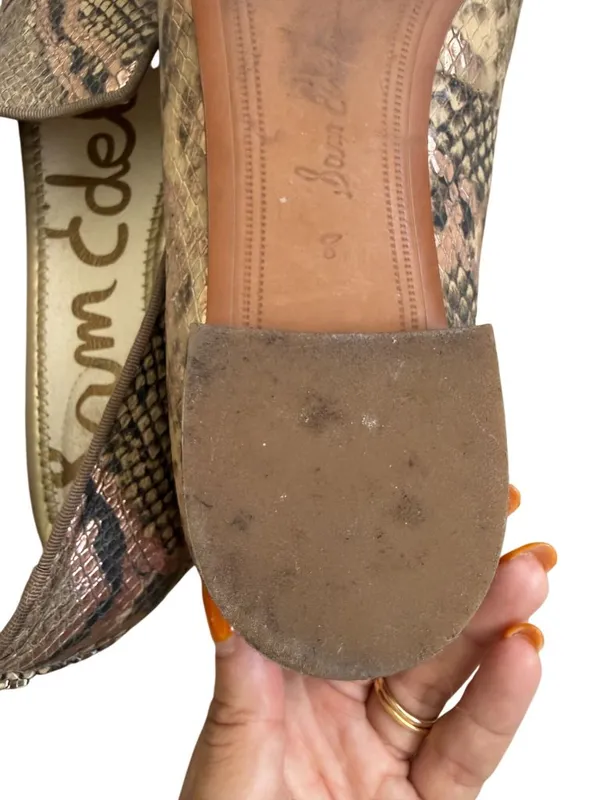 SAM EDELMAN Snake Print Leather Tan Loafers Flats Size 8 - Image 2