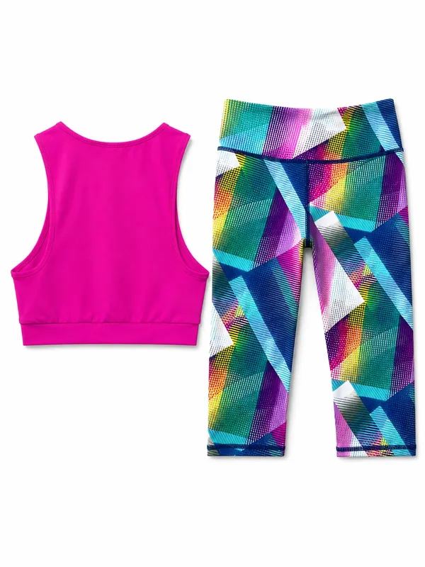 Victoria's Secret Set | NWOT Hot Pink Sports Bra & Geometric Crop Leggings (S) - Image 4
