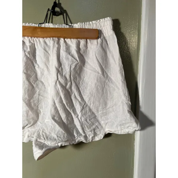Stradivarius Women's Size Small Shorts Pull On Elastic Tie Waist Pockets White - Image 7