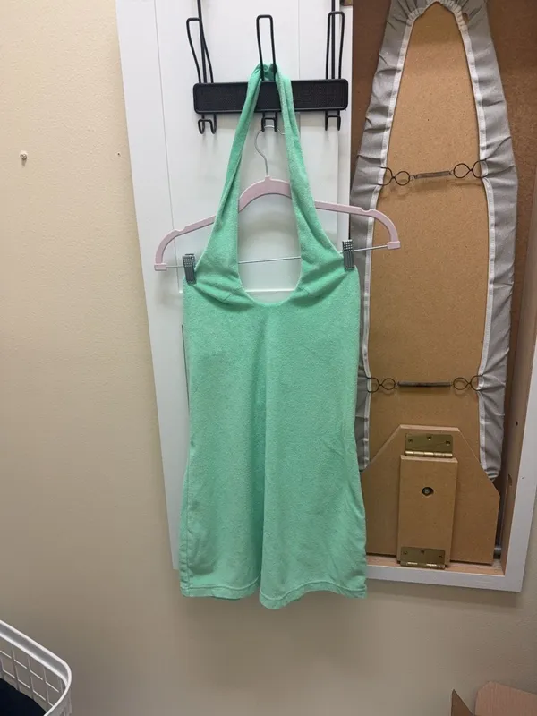 Fabletics Terry Cloth Halter Mini Dress Green Size M - Image 3