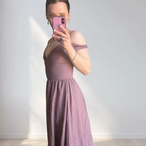 Mauve dress with lace trim Purple - Image 5