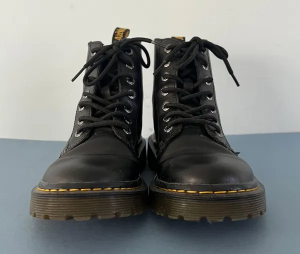 Dr. Martens Luana Black Leather Air Wair Combat Lace Up Boots - Image 3
