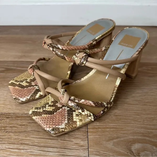 Dolce Vita Blush Multi Snake Print Stella Heels Sandals, Size 8.5 - Image 3