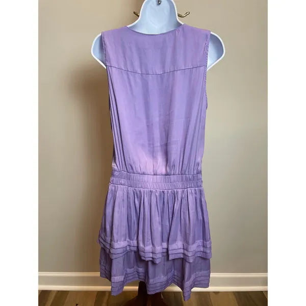 Do+Be Light Purple Sleeveless Blouson Mini Dress V‑Neck Ruffle Hem Size M - Image 3