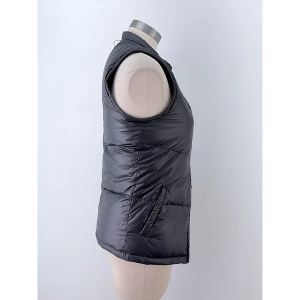 Elizabeth and James Black Down Puffer Vest Quilted Asymmetrical Small - Image 2