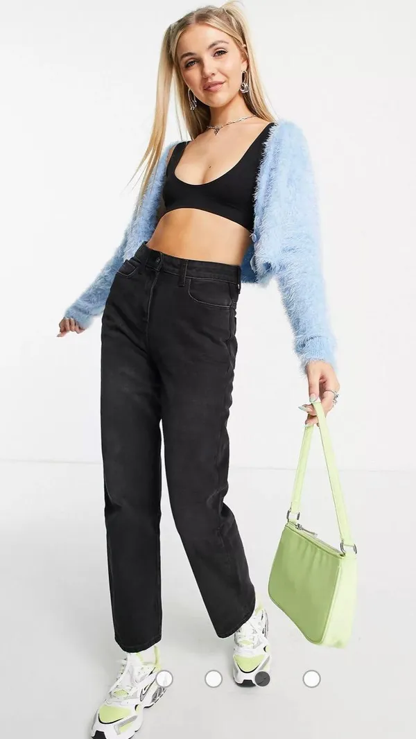 ASOS NWT COLLUSION boxy cardigan in fluffy yarn in pale blue - Image 5