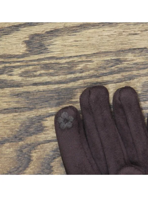 NEW Catherine Malandrino Faux Leather Faux Fur Winter Fleece Gloves Brown - Image 4