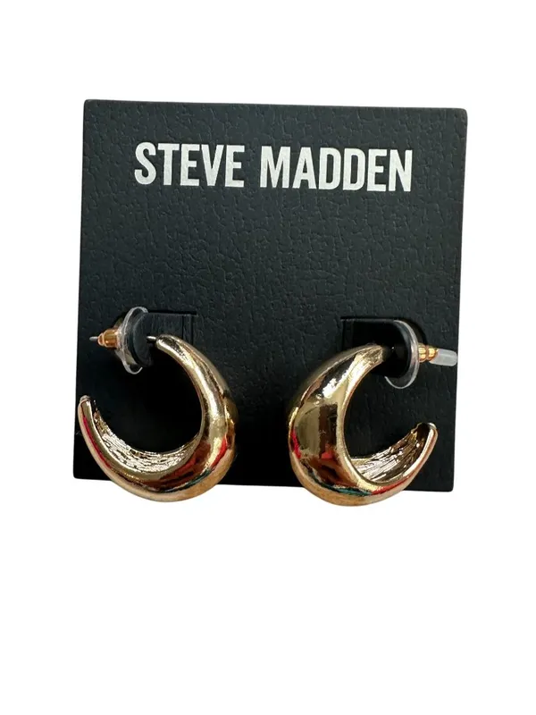 STEVE MADDEN Gold Tone Rounded Hoops Earrings NEW NWT - Image 3