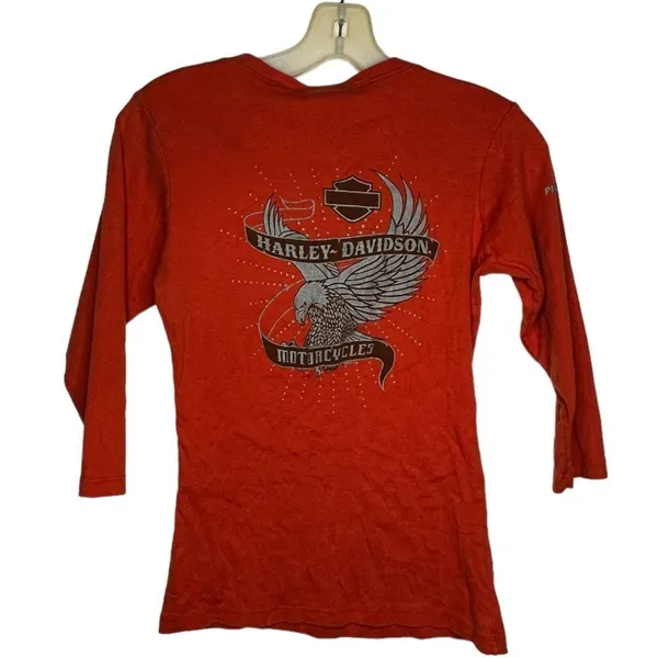 Harley Davidson Orange Cotton‎ Shirt - Image 4