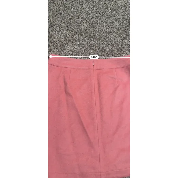Loft Pink Wool Blend Faux Wrap Mini Skirt Size 6 Coral A-Line Button Detail - Image 8